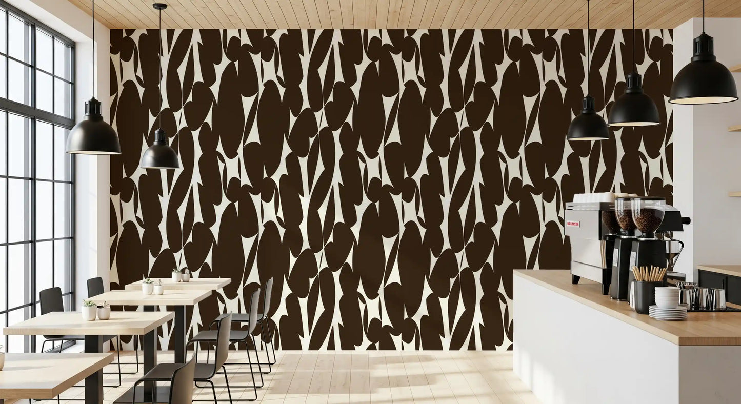Abstract Organic Dark Brown Shapes Wallpaper⁠