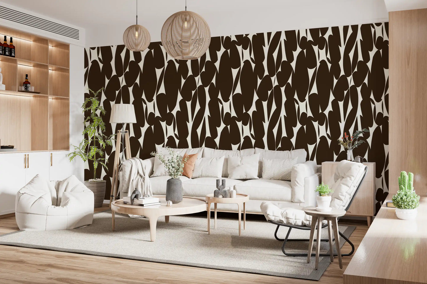 Abstract Organic Dark Brown Shapes Wallpaper⁠