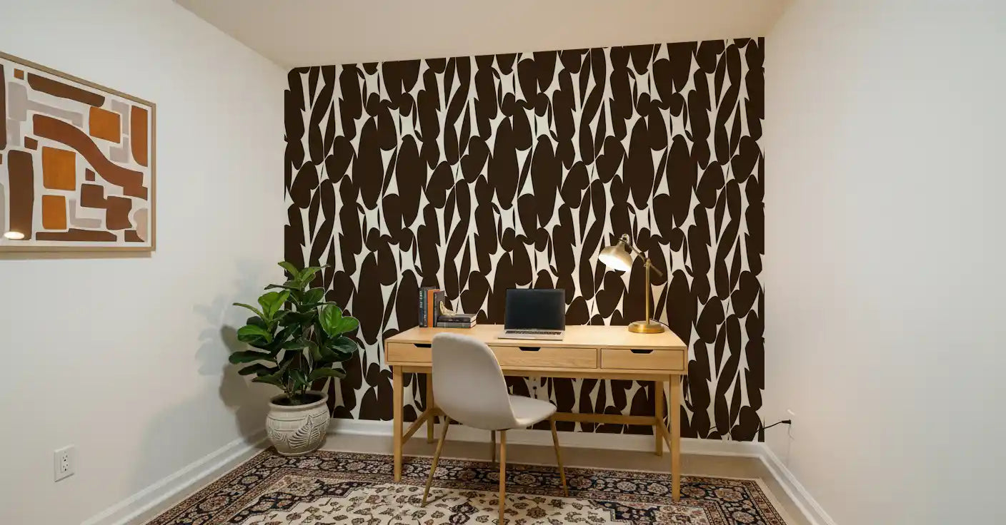 Abstract Organic Dark Brown Shapes Wallpaper⁠