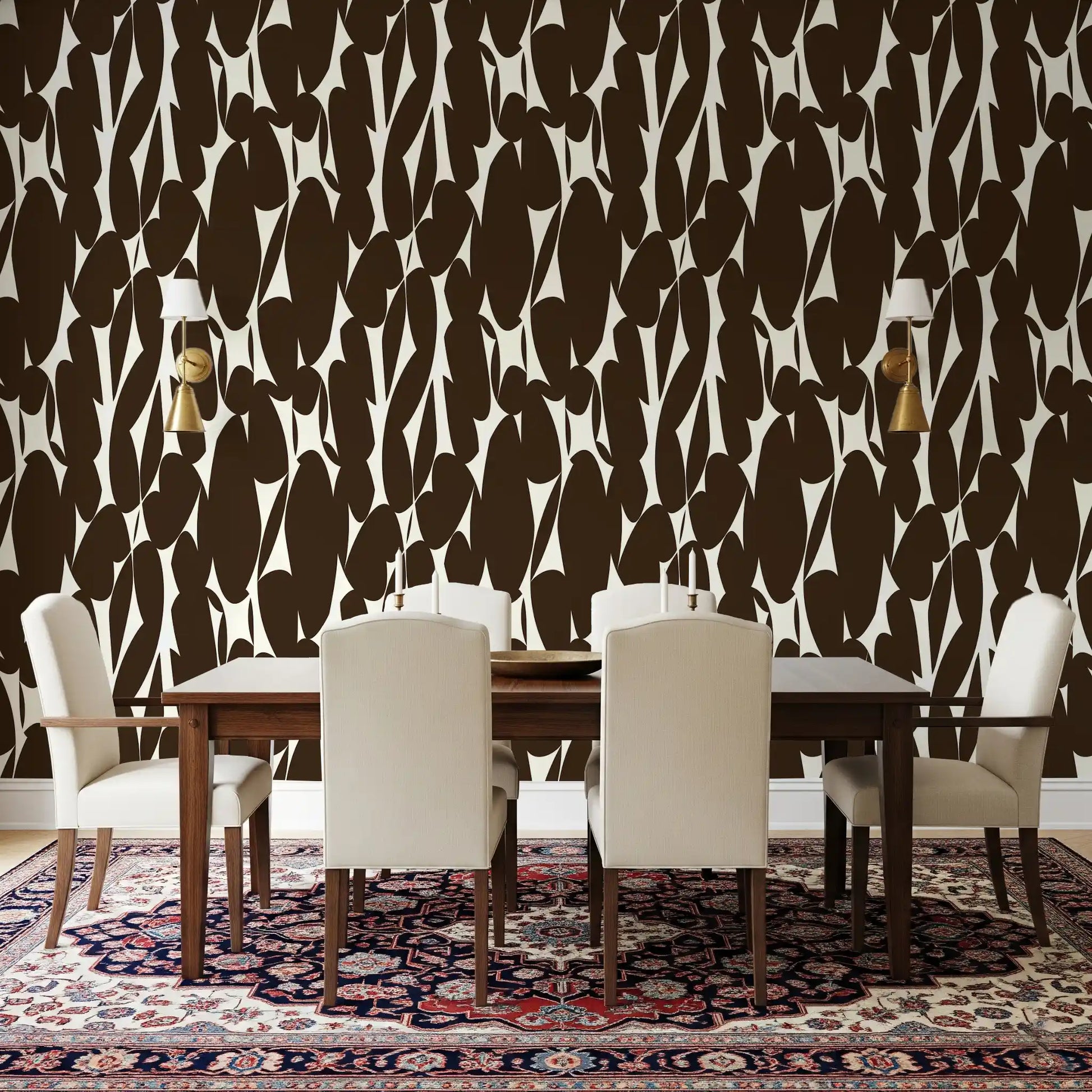 Abstract Organic Dark Brown Shapes Wallpaper⁠