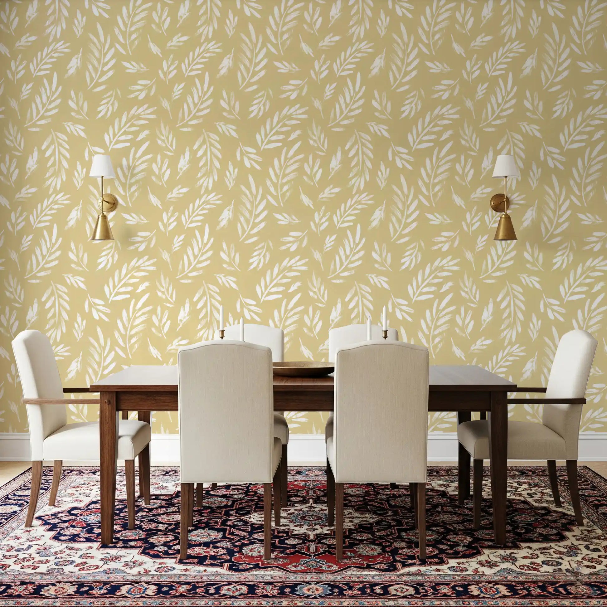 Golden Foliage Strokes Wallpaper⁠