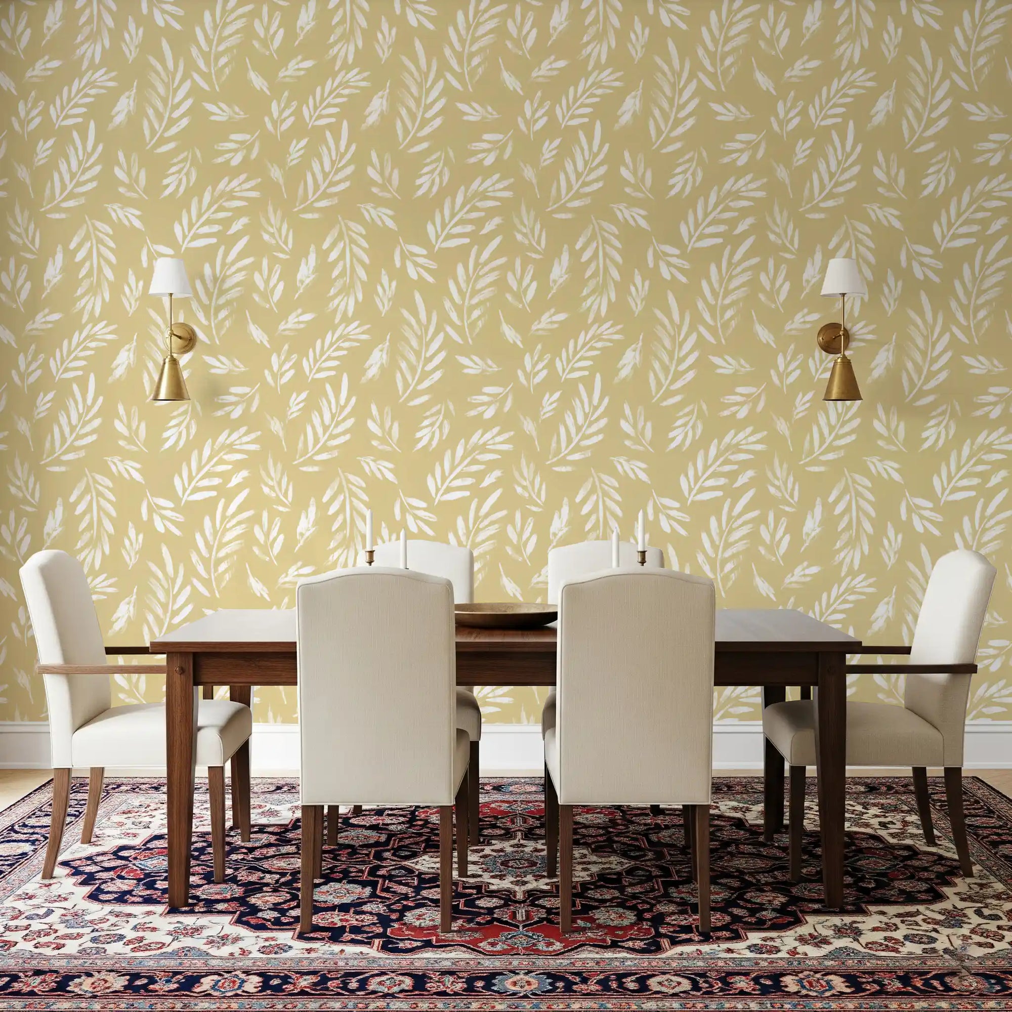 Golden Foliage Strokes Wallpaper⁠