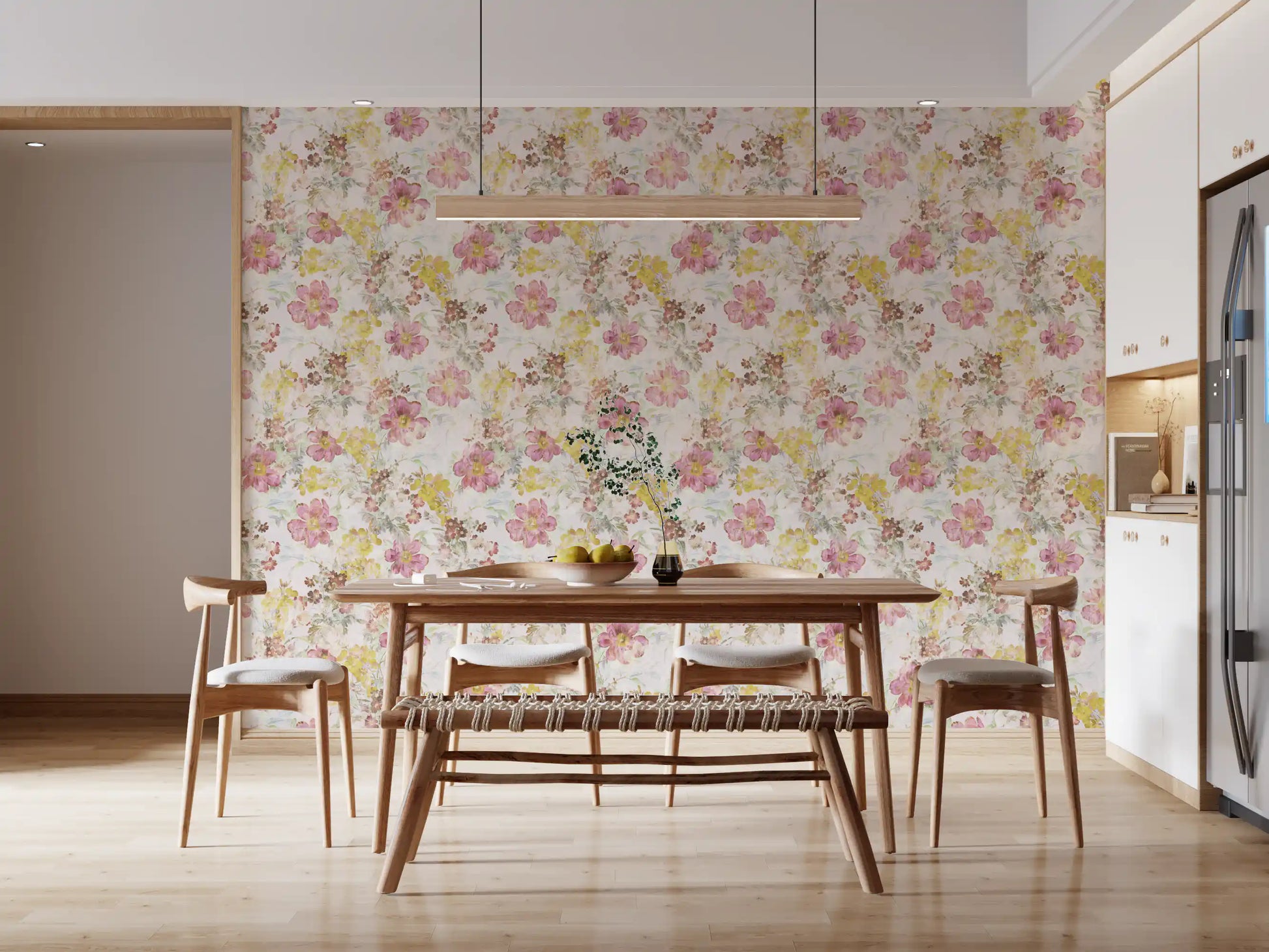 Vintage Pastel Floral Meadow Wallpaper⁠