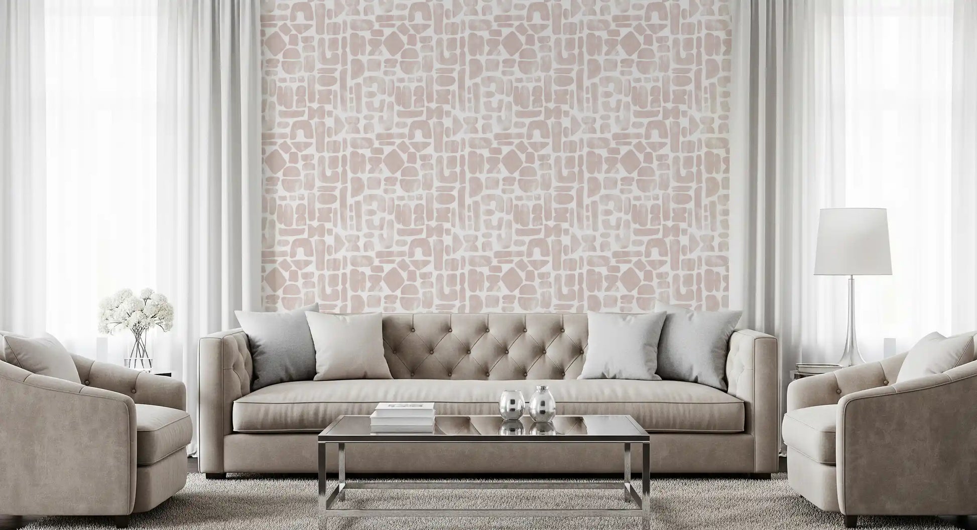 Abstract Painted Shapes in Blush Wallpaper⁠