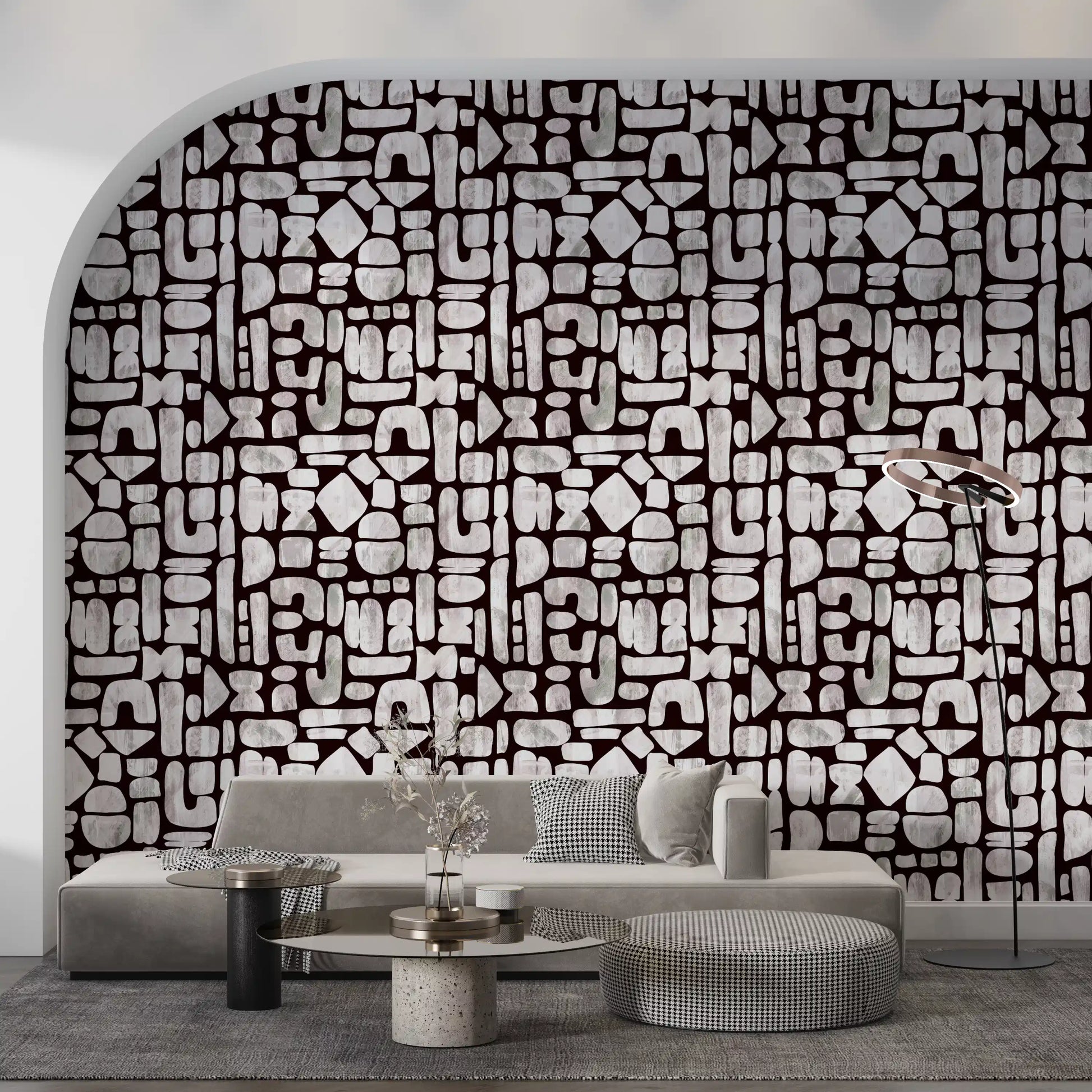 Abstract Painted Shapes Pattern Wallpaper⁠
