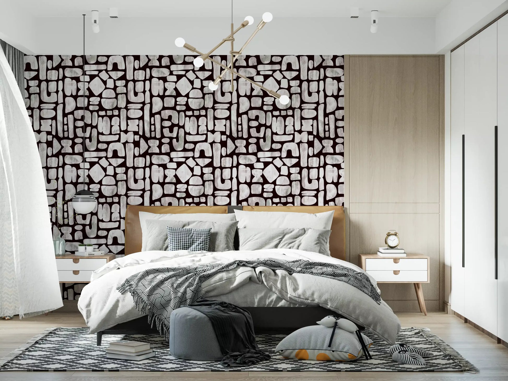 Abstract Painted Shapes Pattern Wallpaper⁠