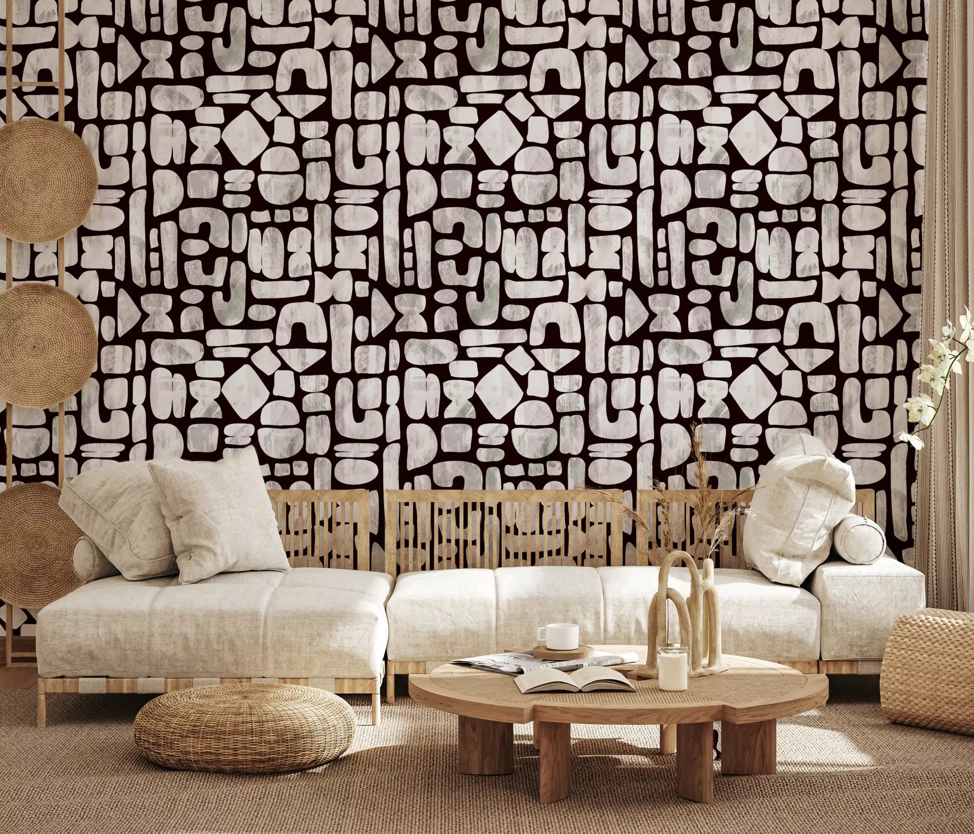 Abstract Painted Shapes Pattern Wallpaper⁠