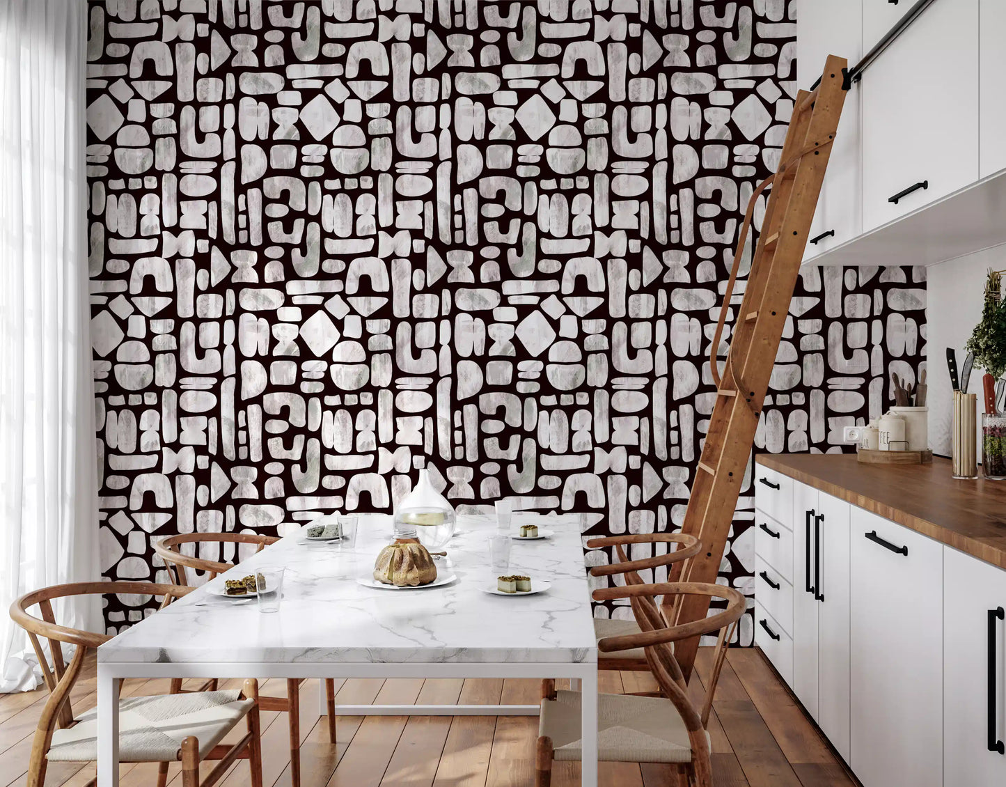 Abstract Painted Shapes Pattern Wallpaper⁠