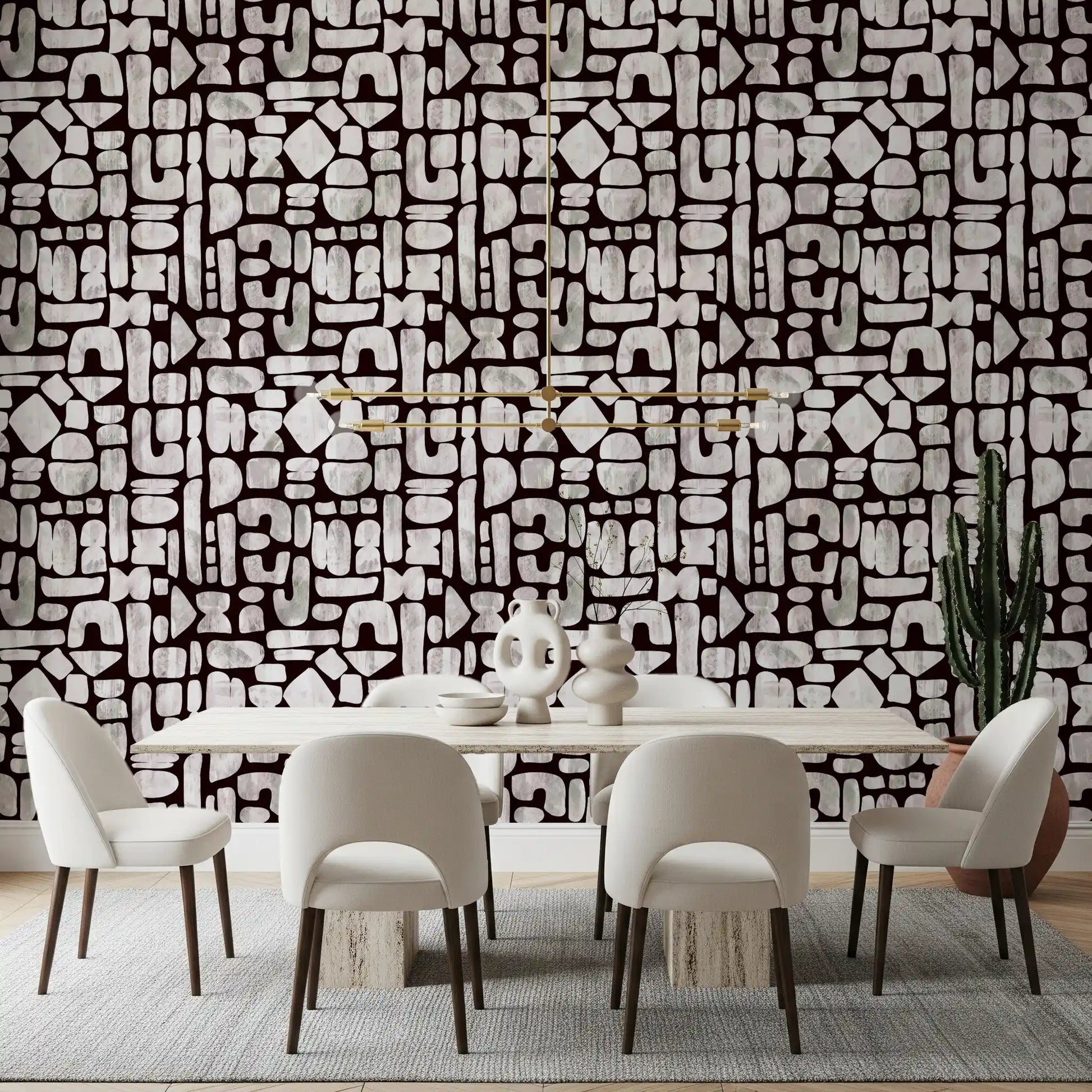 Abstract Painted Shapes Pattern Wallpaper⁠
