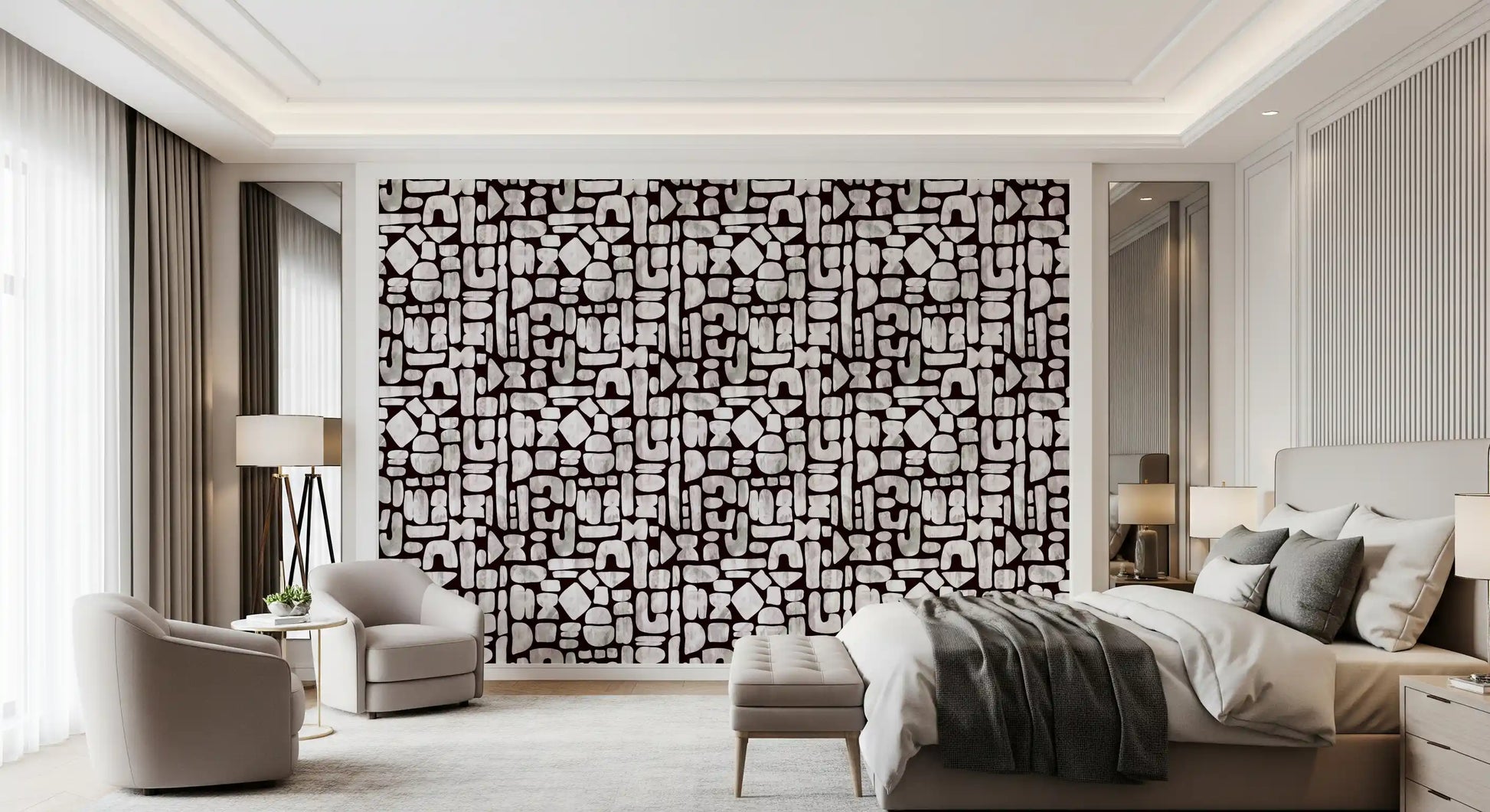 Abstract Painted Shapes Pattern Wallpaper⁠