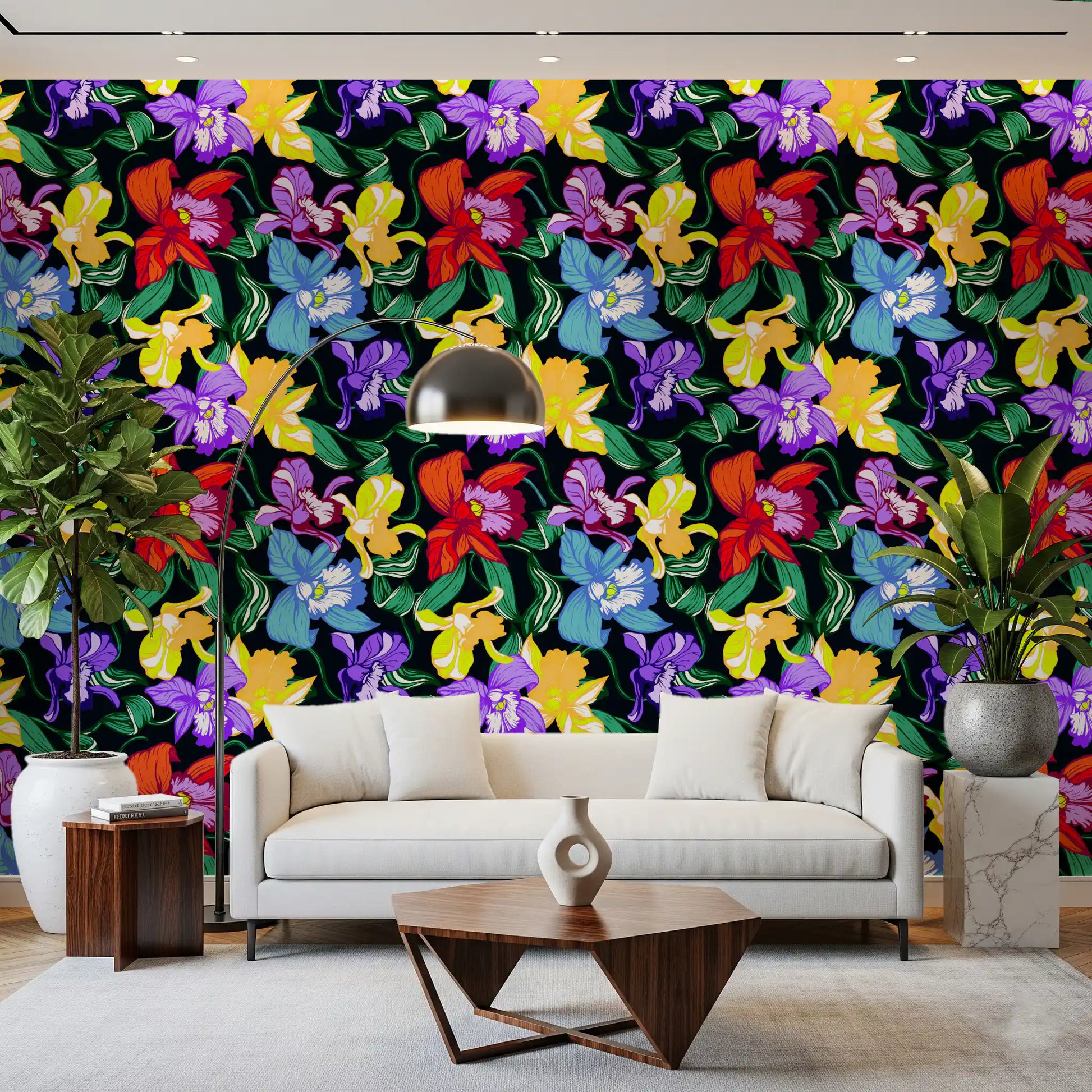 Vibrant Tropical Orchid Bloom Wallpaper⁠