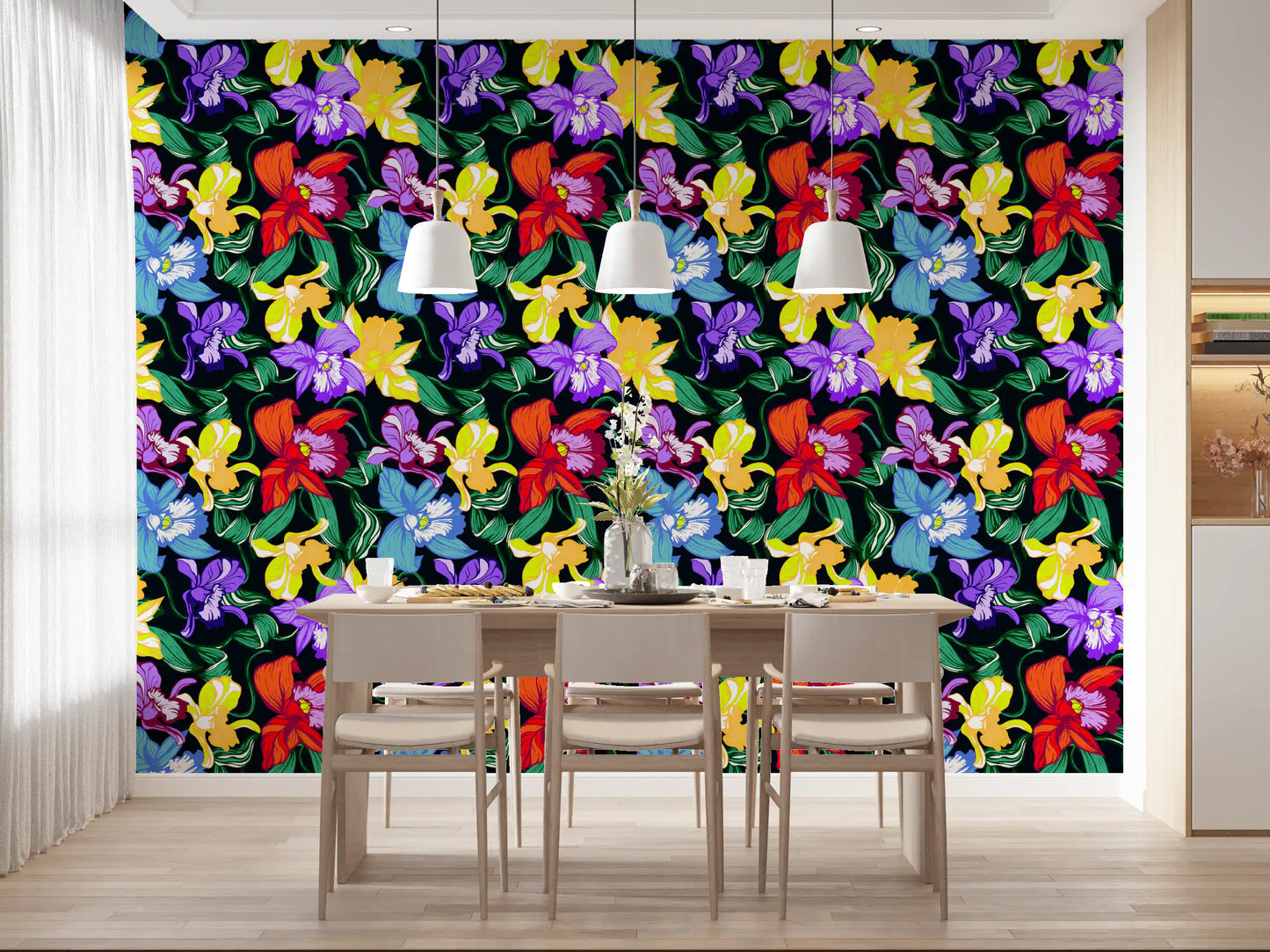Vibrant Tropical Orchid Bloom Wallpaper⁠