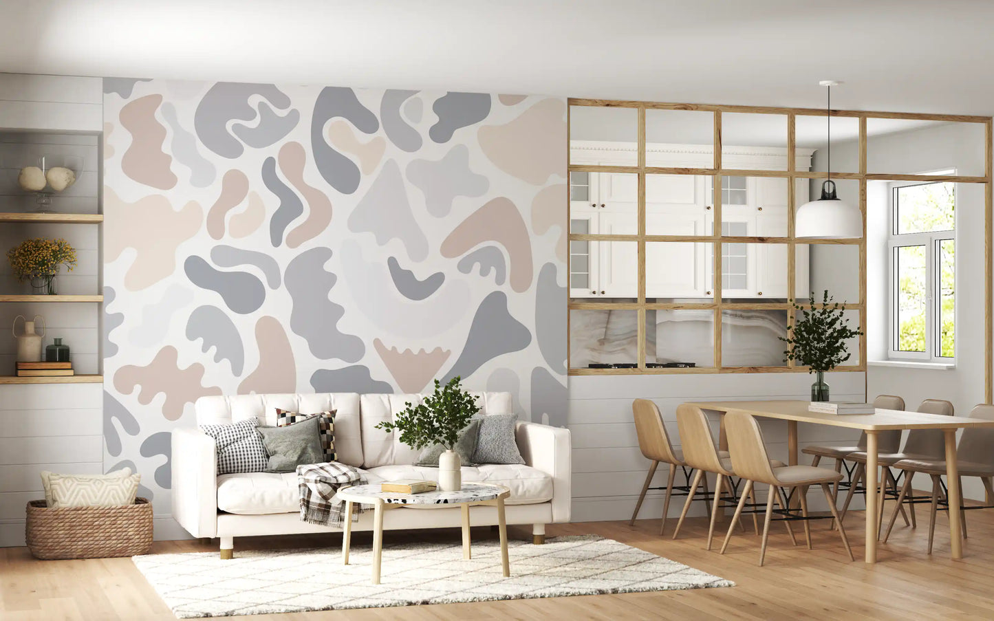 Abstract Organic Neutral Shapes Wall Mural