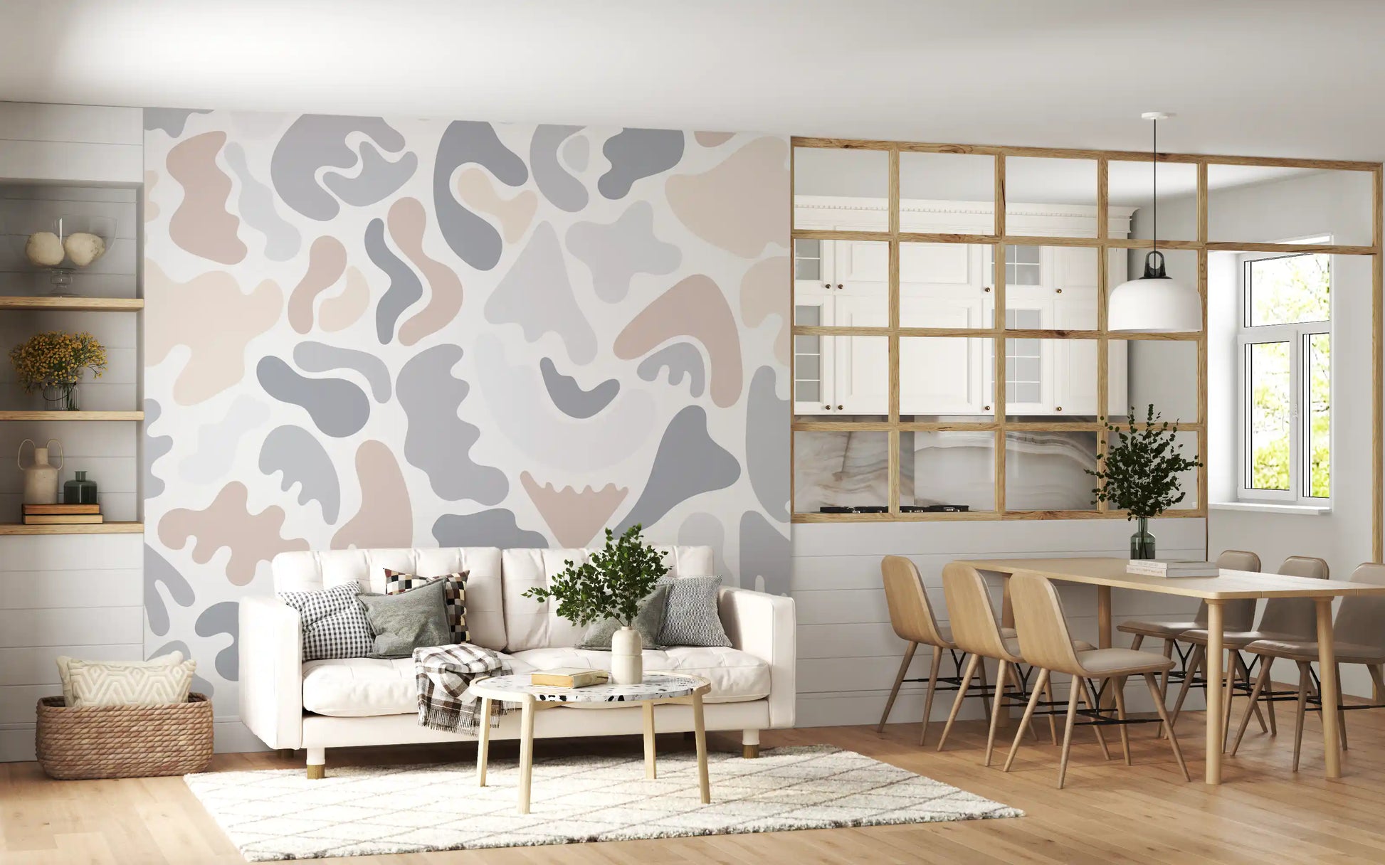Abstract Organic Neutral Shapes Wall Mural