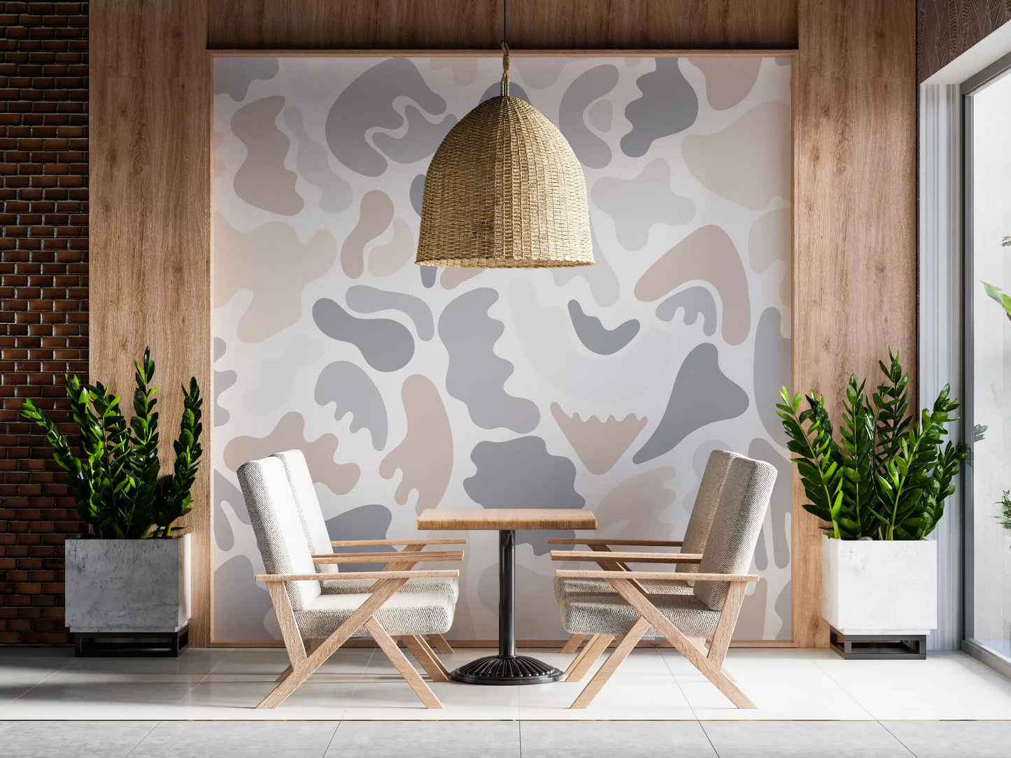 Abstract Organic Neutral Shapes Wall Mural
