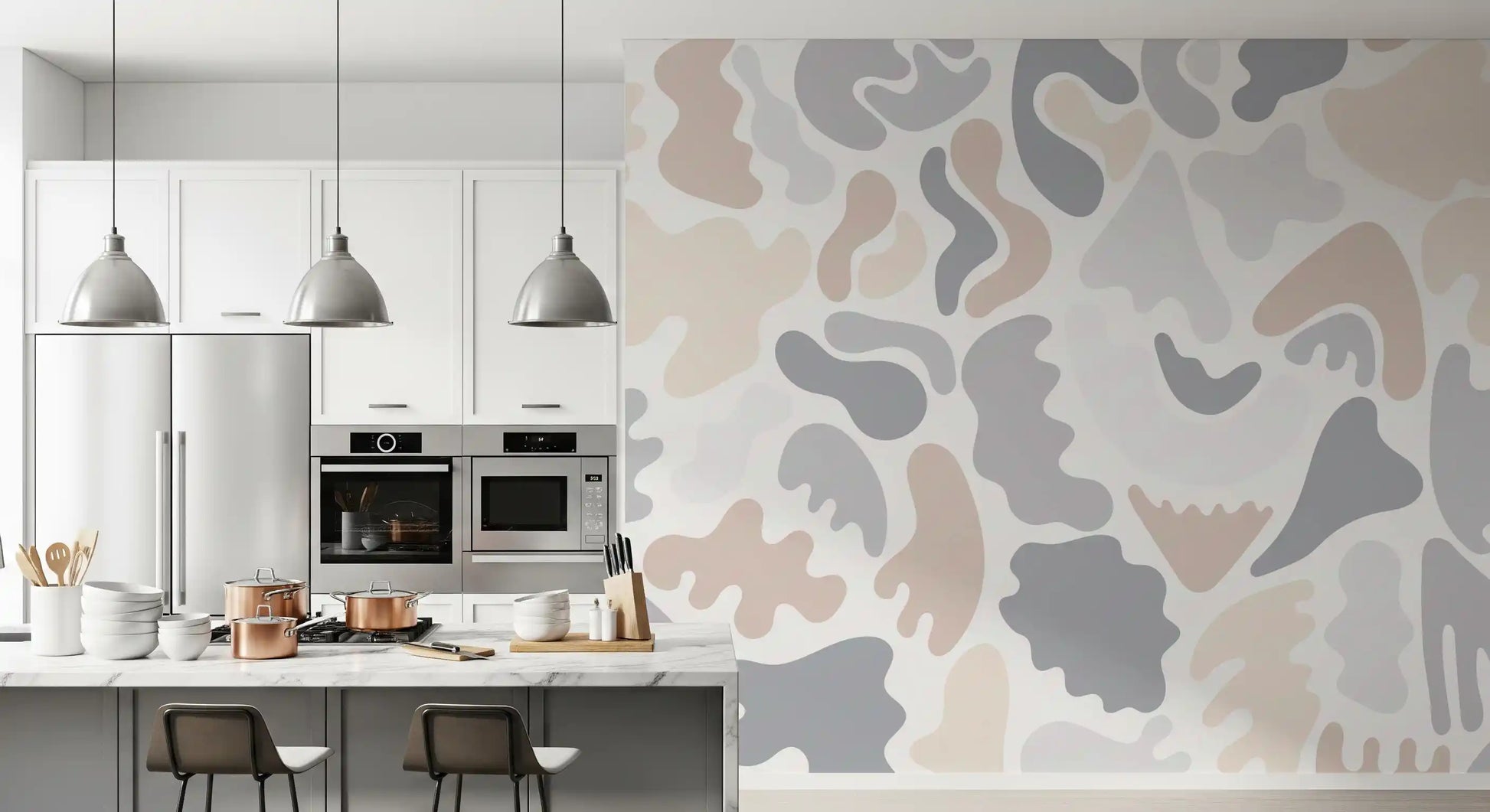 Abstract Organic Neutral Shapes Wall Mural