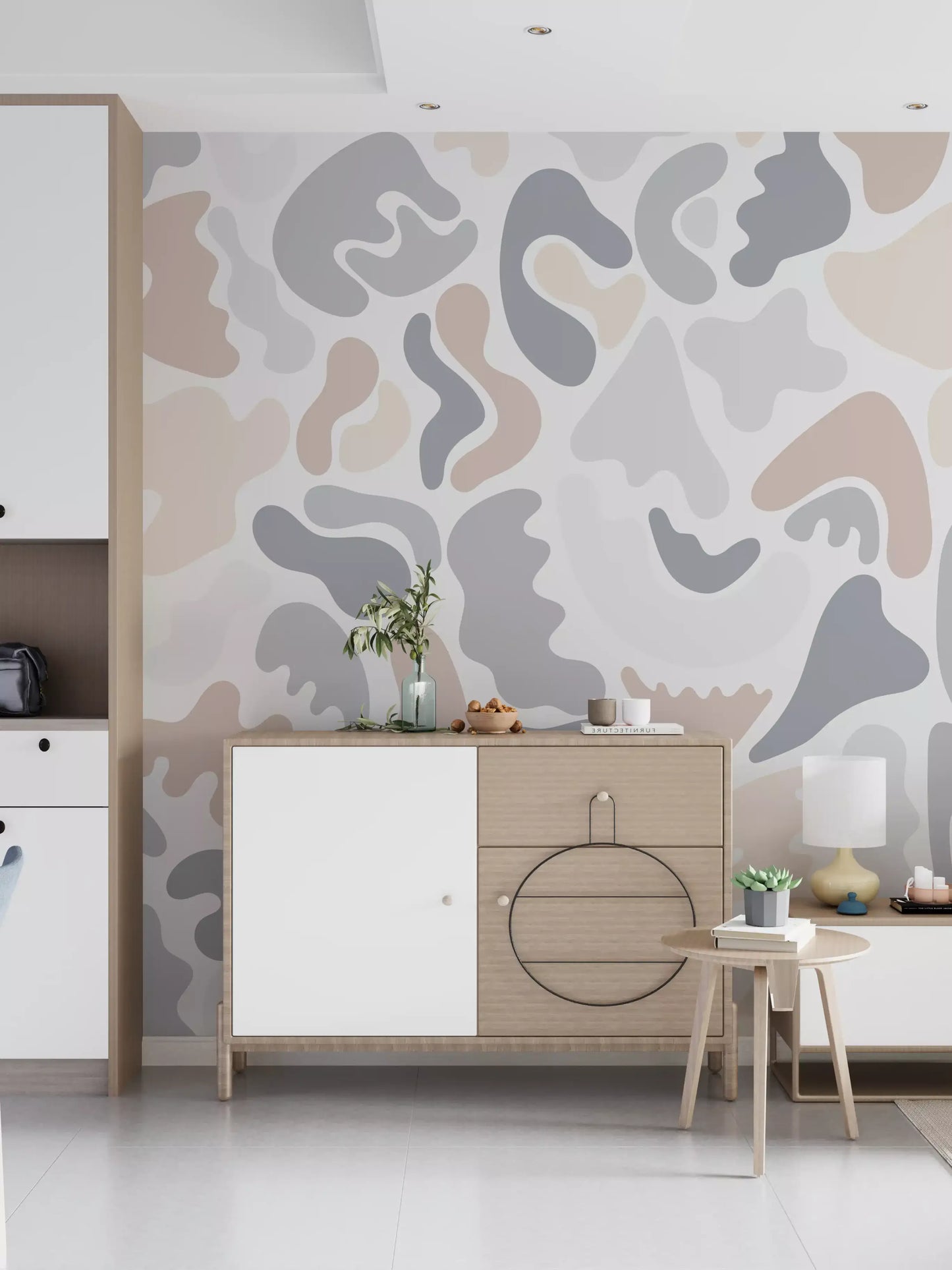 Abstract Organic Neutral Shapes Wall Mural