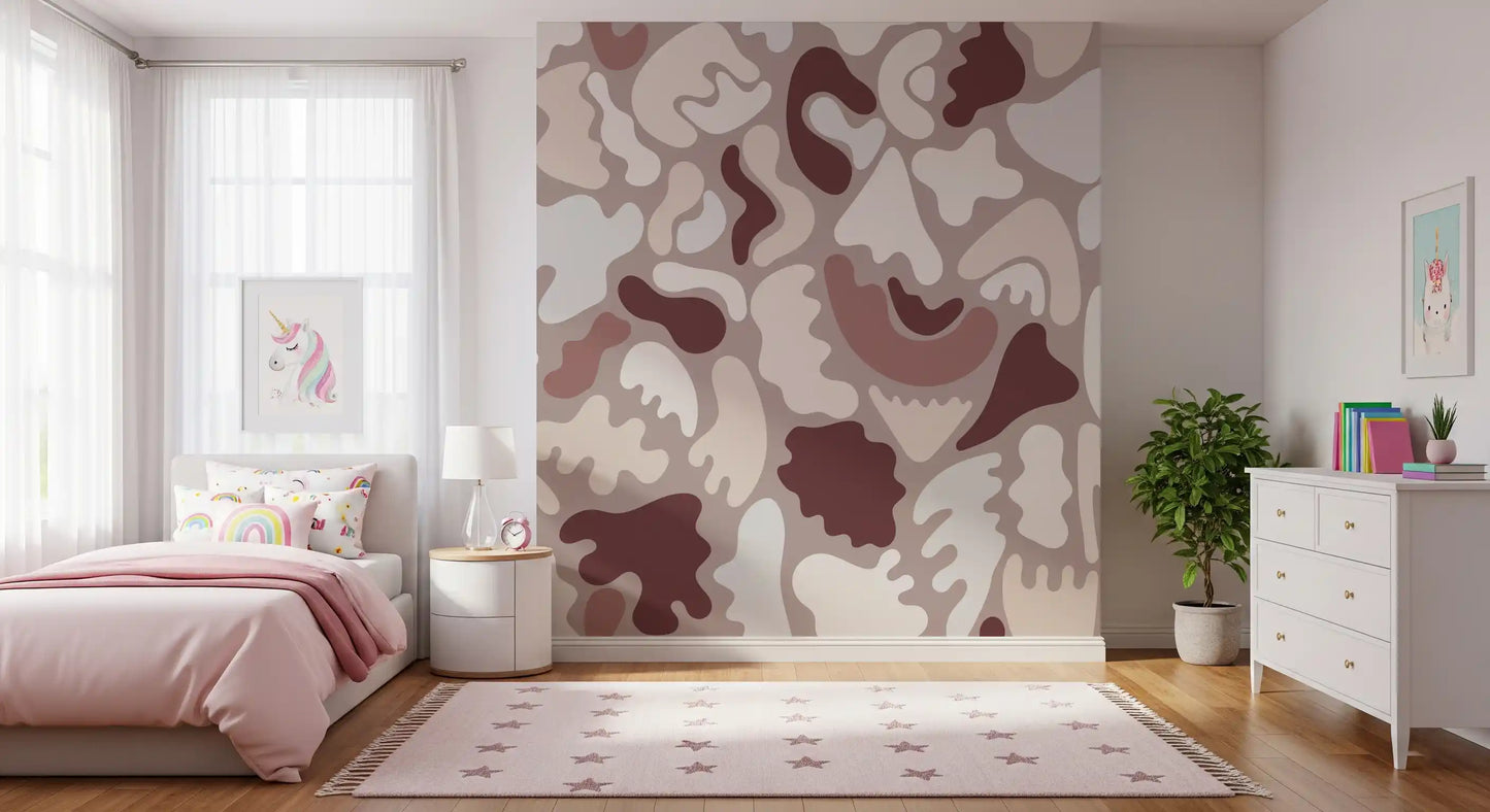 Abstract Organic Shapes in Earthy Tones Wall Mural