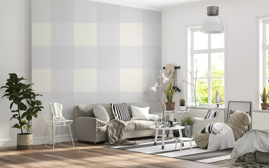 Subtle check wallpaper in a bright living room GD11876