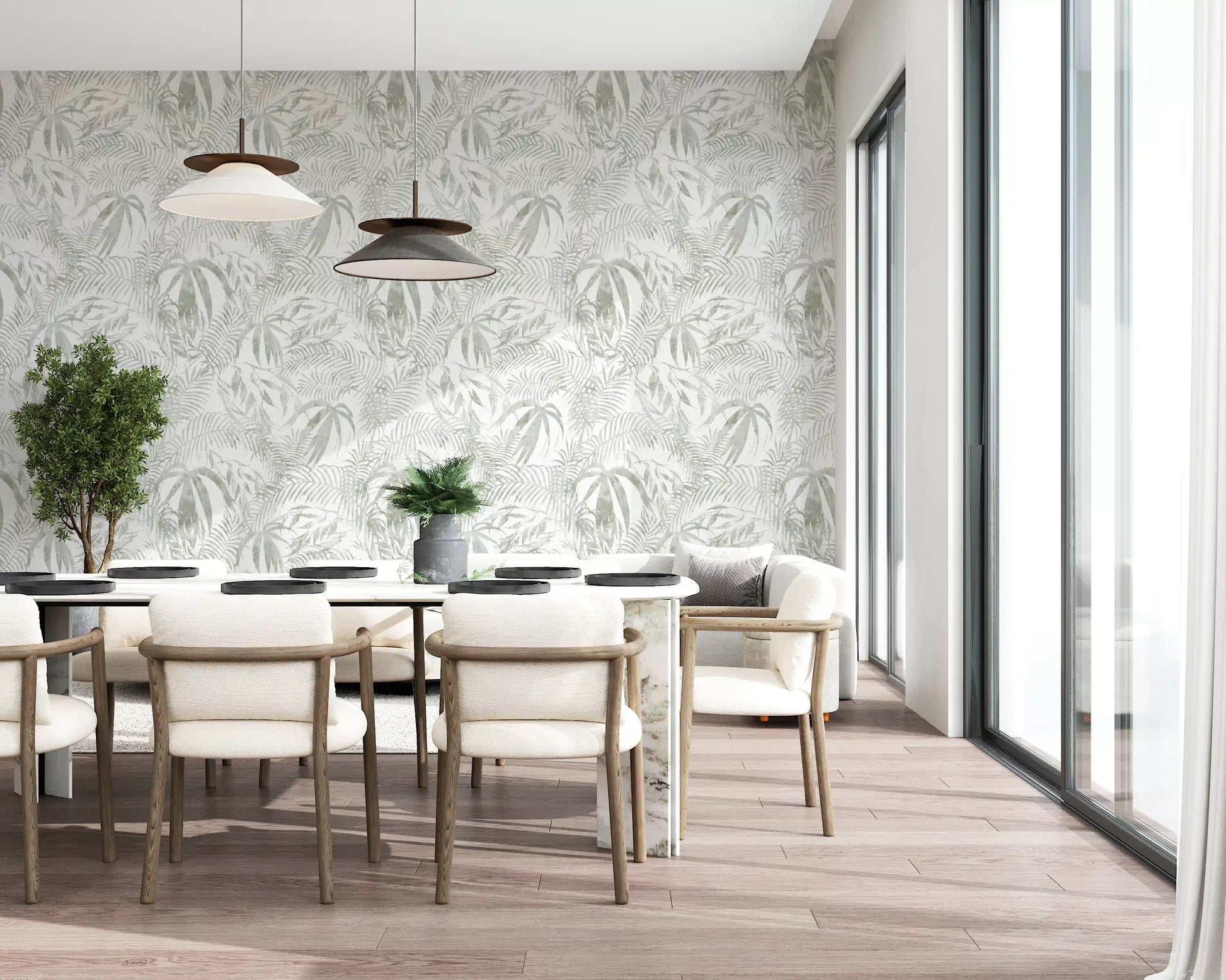 Muted Palm Leaf Silhouette Wallpaper⁠