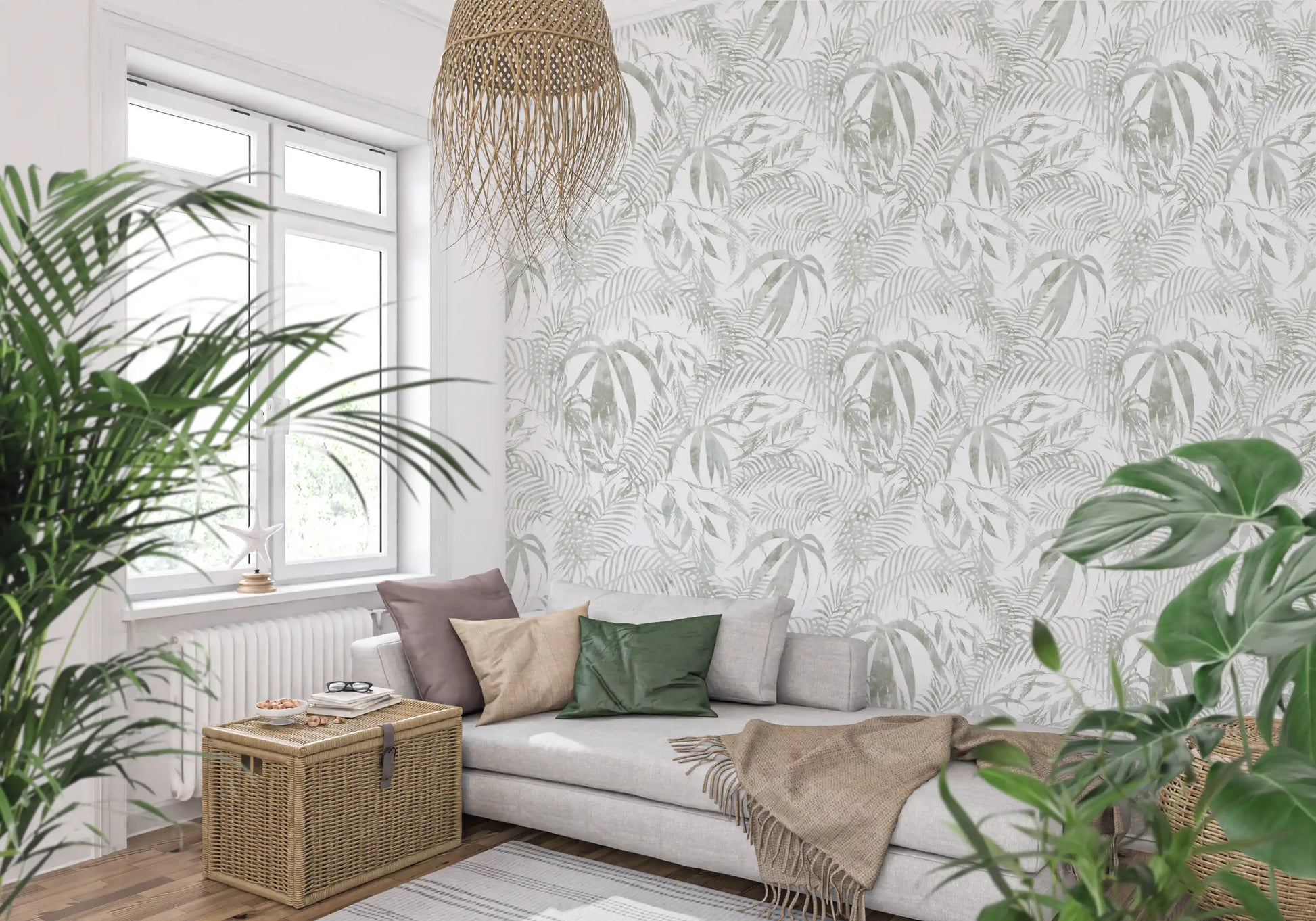 Muted Palm Leaf Silhouette Wallpaper⁠