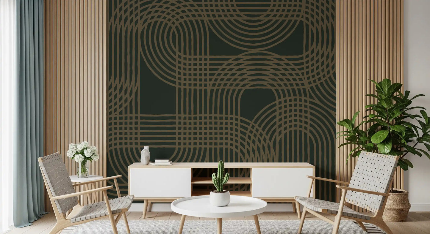 Minimalist Bronze Grid Wall Mural