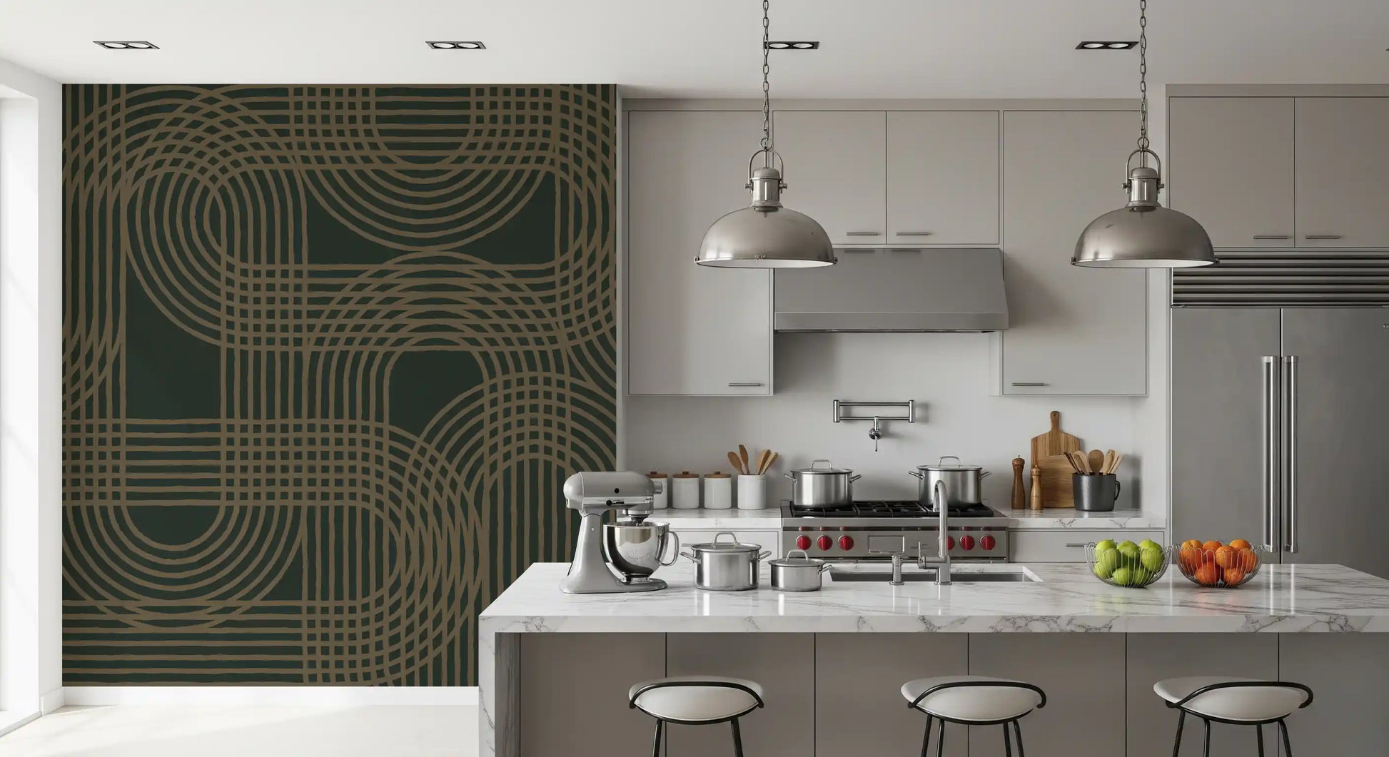 Minimalist Bronze Grid Wall Mural