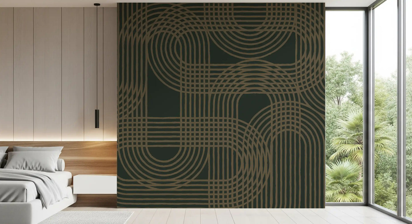 Minimalist Bronze Grid Wall Mural
