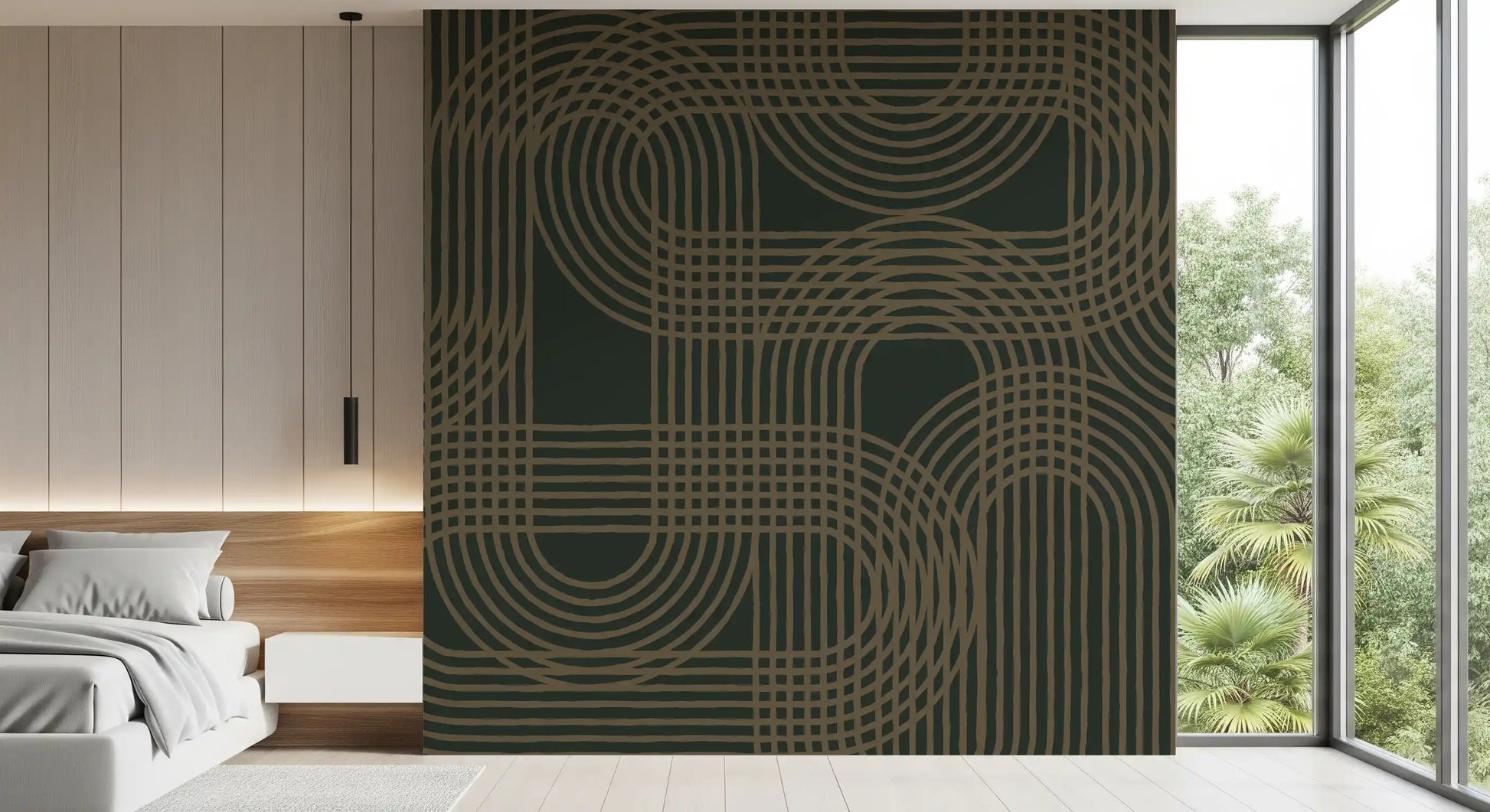 Minimalist Bronze Grid Wall Mural