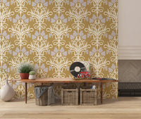 Art Nouveau Botanical Damask Wallpaper⁠