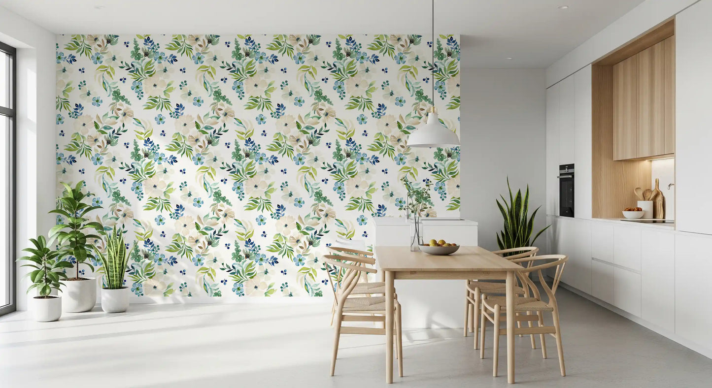 Serene Botanical Watercolor Bloom Wallpaper⁠
