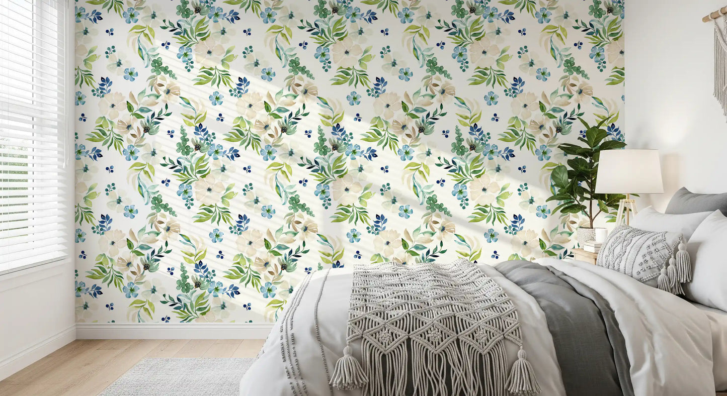 Serene Botanical Watercolor Bloom Wallpaper⁠