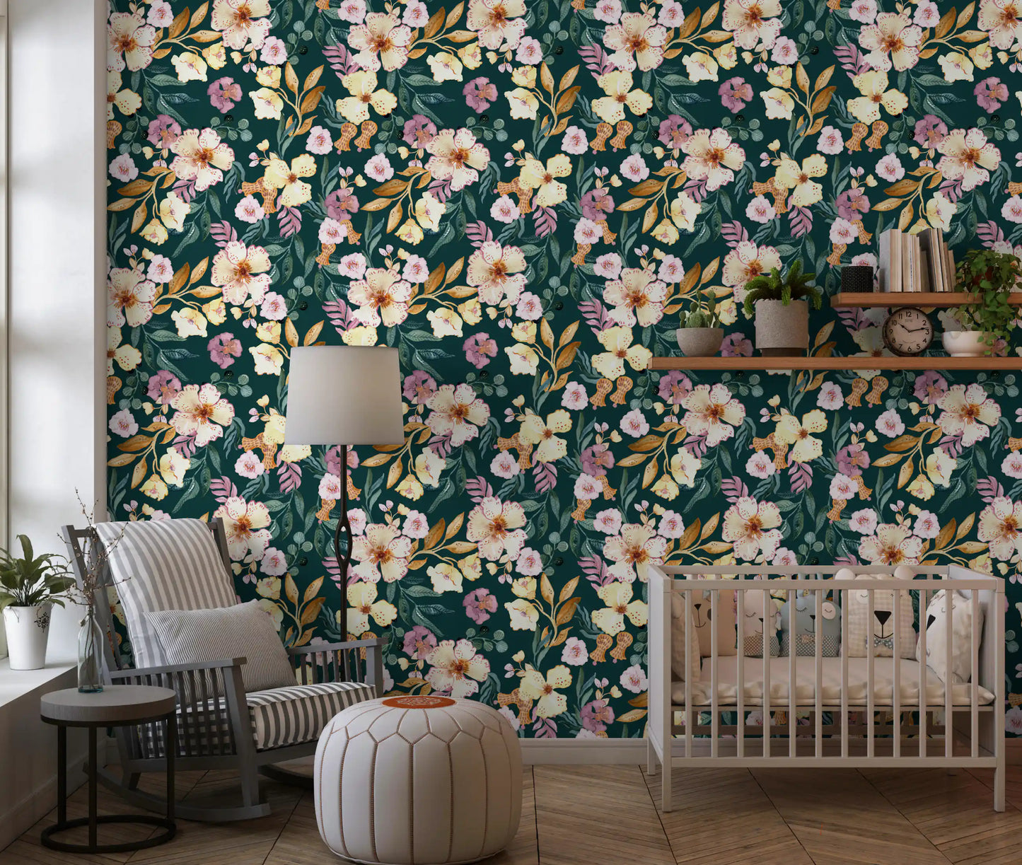 Midnight Botanical Bloom Art Wallpaper⁠