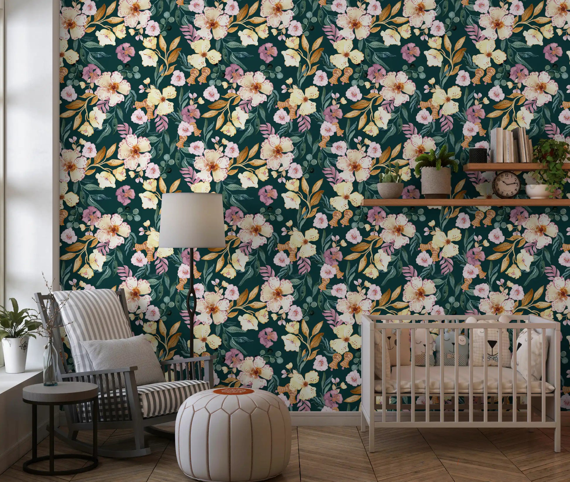 Midnight Botanical Bloom Art Wallpaper⁠
