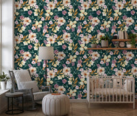 Midnight Botanical Bloom Art Wallpaper⁠