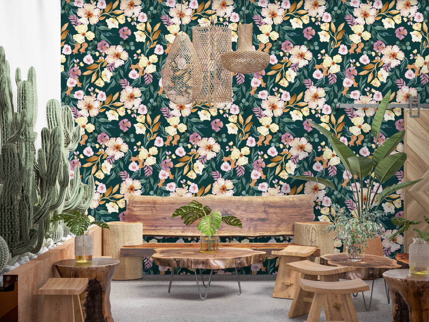 Midnight Botanical Bloom Art Wallpaper⁠