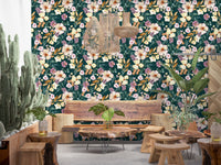 Midnight Botanical Bloom Art Wallpaper⁠
