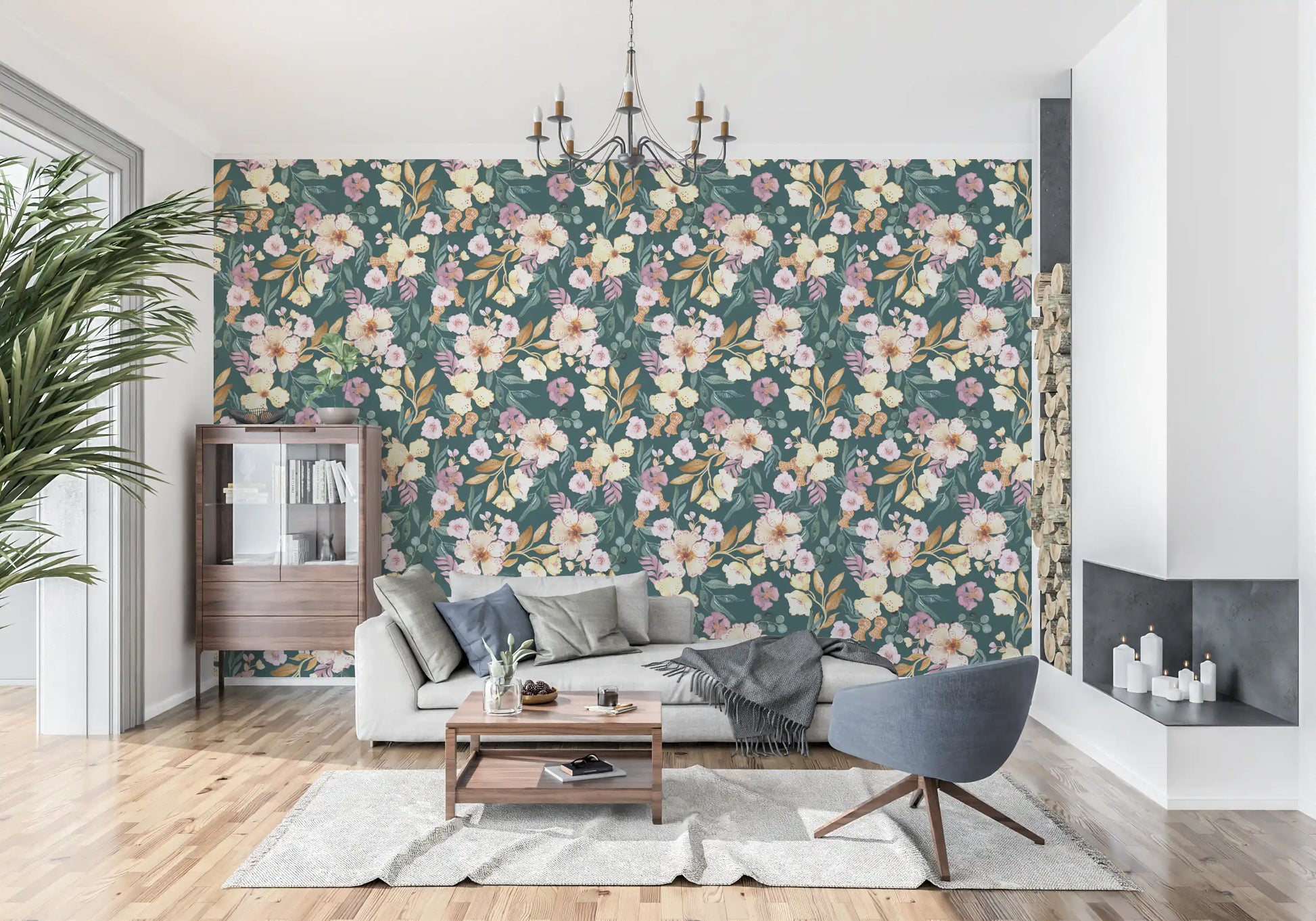 Midnight Botanical Bloom Art Wallpaper⁠