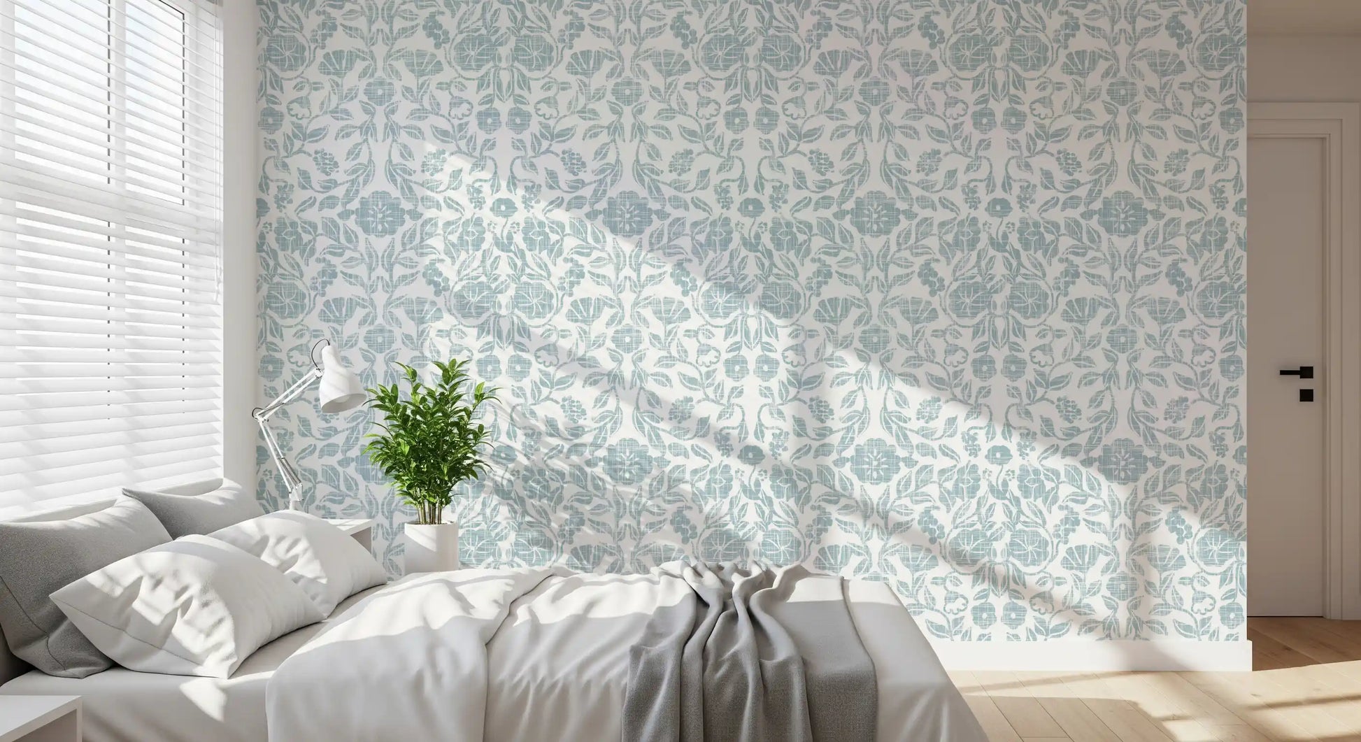 Textured Pastel Botanical Damask Wallpaper⁠