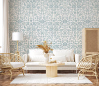 Textured Pastel Botanical Damask Wallpaper⁠