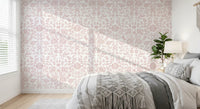 Soft Blush Botanical Textile Print Wallpaper⁠
