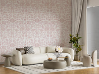 Soft Blush Botanical Textile Print Wallpaper⁠