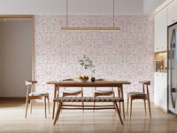 Soft Blush Botanical Textile Print Wallpaper⁠