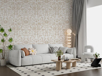 Rustic Linen Damask Motif Wallpaper⁠