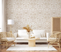 Rustic Linen Damask Motif Wallpaper⁠