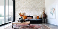 Rustic Linen Damask Motif Wallpaper⁠