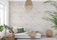 Rustic Linen Damask Motif Wallpaper⁠