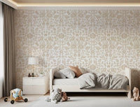 Rustic Linen Damask Motif Wallpaper⁠