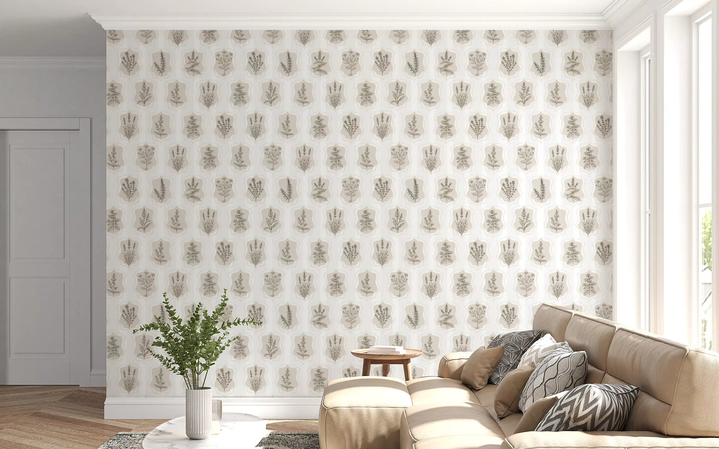 Vintage Botanical Herb Garden Sketch Wallpaper⁠