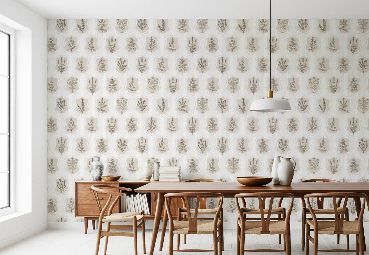 Vintage Botanical Herb Garden Sketch Wallpaper⁠